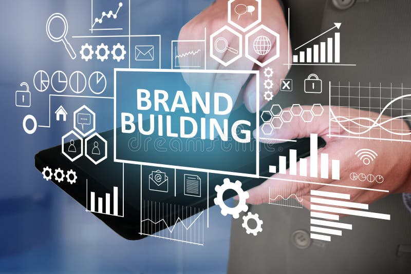 Brand Building, Business Marketing Words Quotes Concept