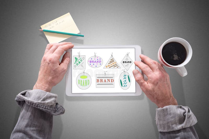 Brand concept on a tablet stock image. Image of strategy 82310003