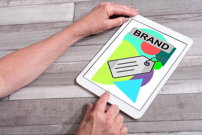 Brand concept on a tablet stock image. Image of tablet 158726093