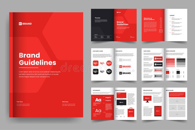 Brand Guideline Template and Brand Manual Brochure Layout Design Stock