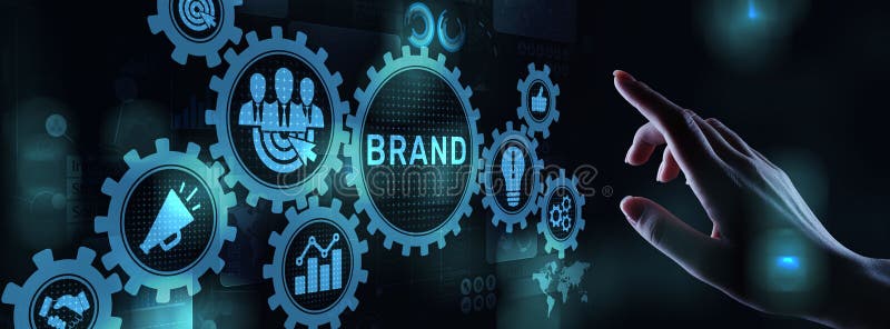 Brand words cloud on virtual screen. Branding, Marketing and Advertising concept. vector illustration