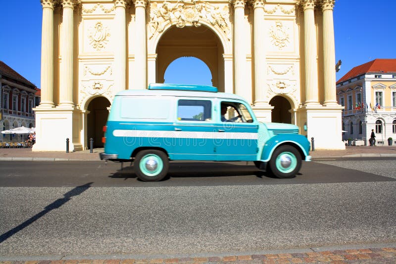 Brandenburg Gate in Potsdam with Retro Car Stock Image Image of