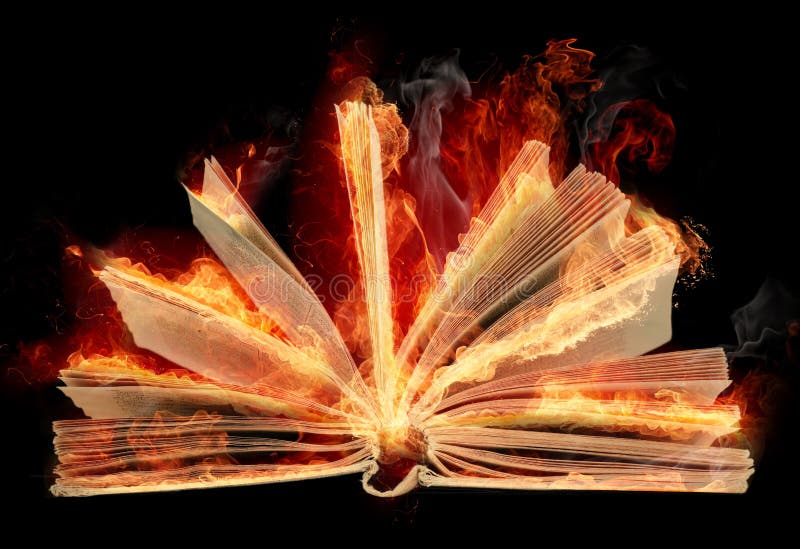 Brandend boek met fantail flamming bladen royalty-vrije stock foto's Brandend boek met fantail flamming bladen royalty-vrije stock foto's