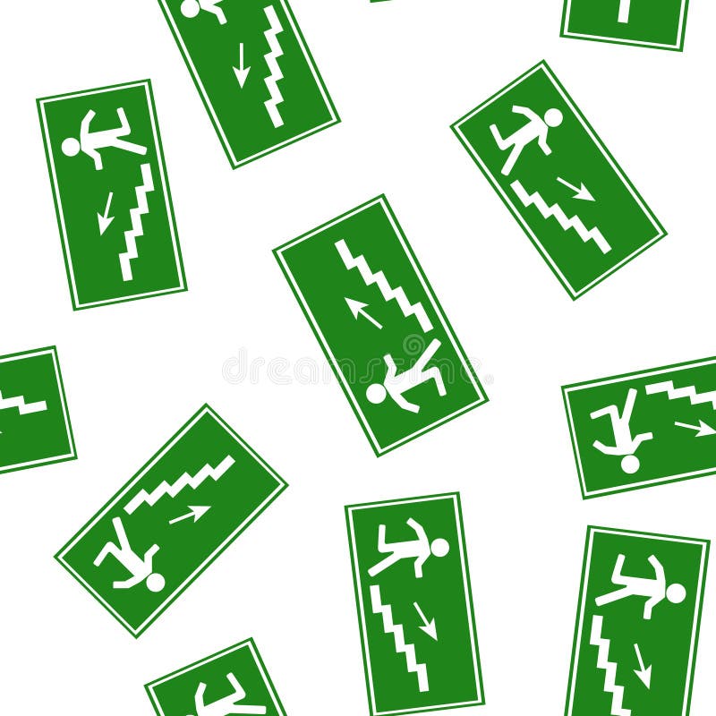 Brandgevaar Route van evacuatie vectorpictogram Pictogram van evacuatie Nooduitgang op het treden naar boven of naar onder naadlo vector illustratie Brandgevaar Route van evacuatie vectorpictogram Pictogram van evacuatie Nooduitgang op het treden naar boven of naar onder naadlo vector illustratie