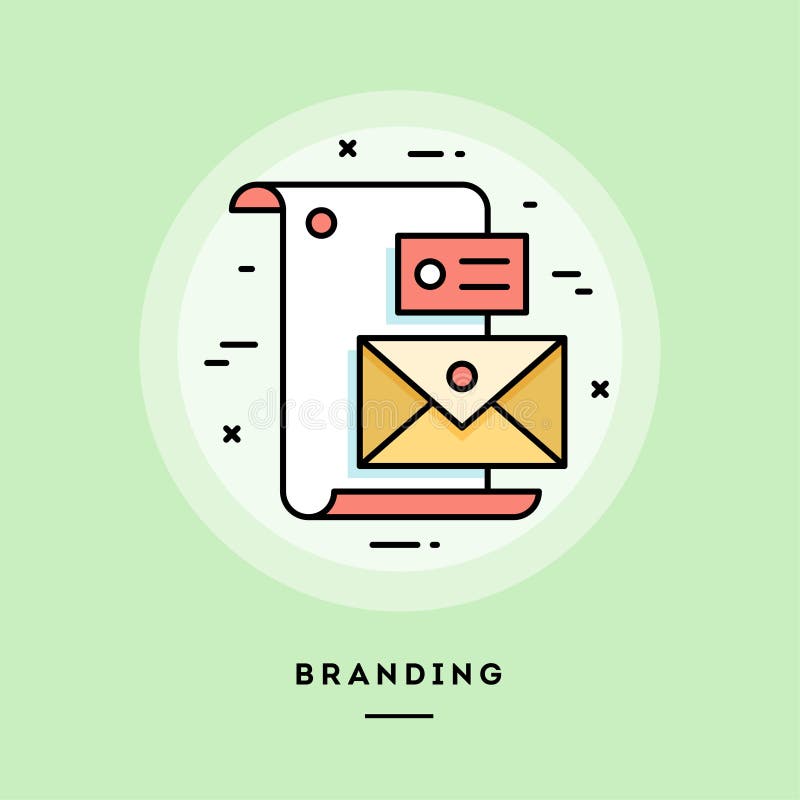 Branding, flat design thin line banner. Vector illustration. royalty free illustration Branding, flat design thin line banner. Vector illustration. royalty free illustration