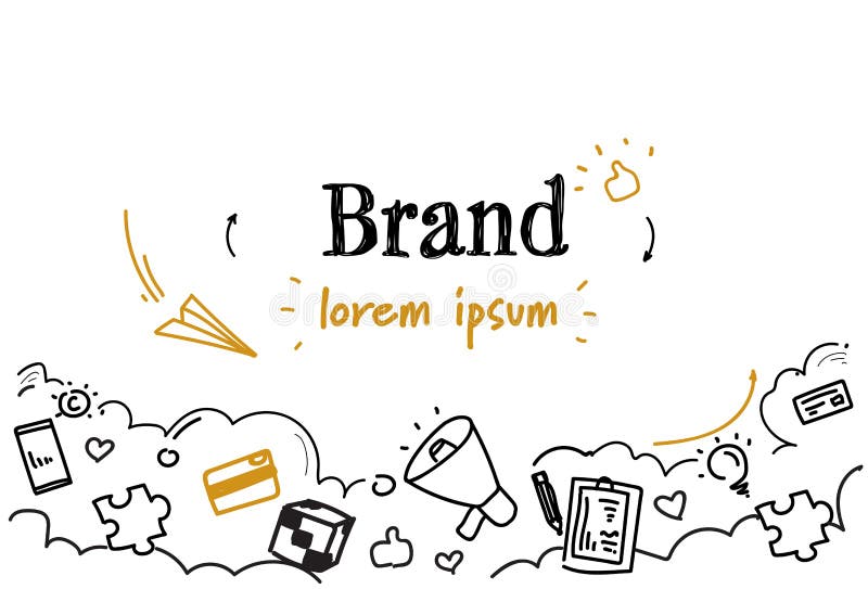 Brandmerkende zaken de creatieve krabbel van de het conceptenschets van het ontwikkelingsmerk horizontale geïsoleerde exemplaarru royalty-vrije illustratie Brandmerkende zaken de creatieve krabbel van de het conceptenschets van het ontwikkelingsmerk horizontale geïsoleerde exemplaarru royalty-vrije illustratie