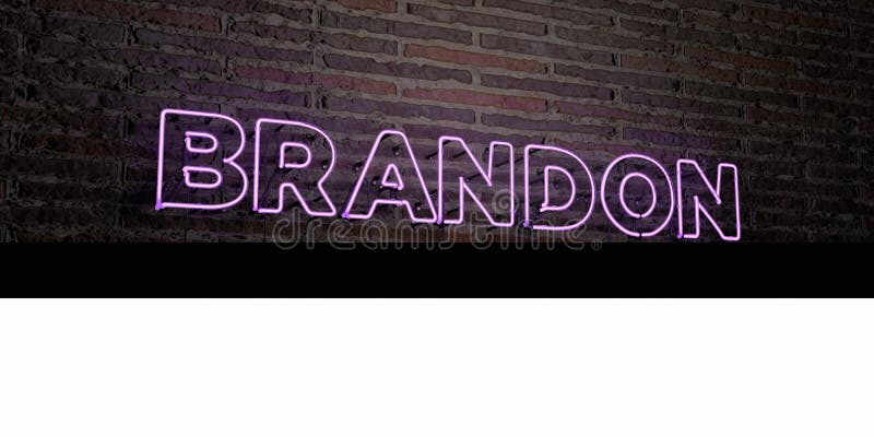 BRANDON -Realistic Neon Sign on Brick Wall Background - 3D Rendered ...