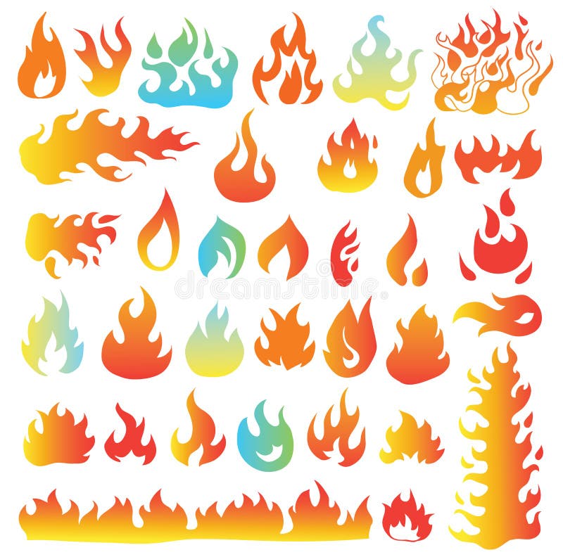 Brandvlammen, vastgestelde pictogrammen, vectorillustratie royalty-vrije illustratie Brandvlammen, vastgestelde pictogrammen, vectorillustratie royalty-vrije illustratie
