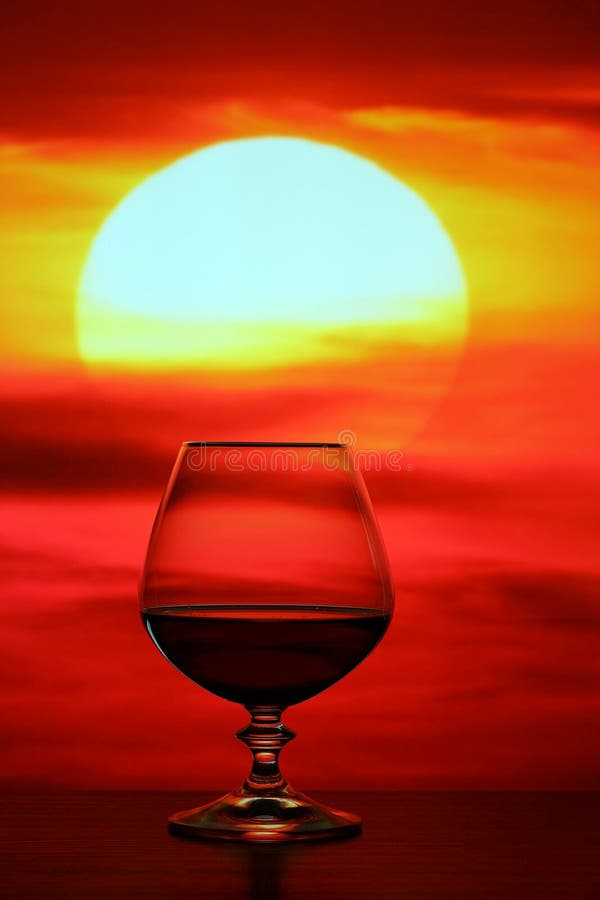 Brandy Glass on Sunset Background Stock Photo Image of luxury, wine