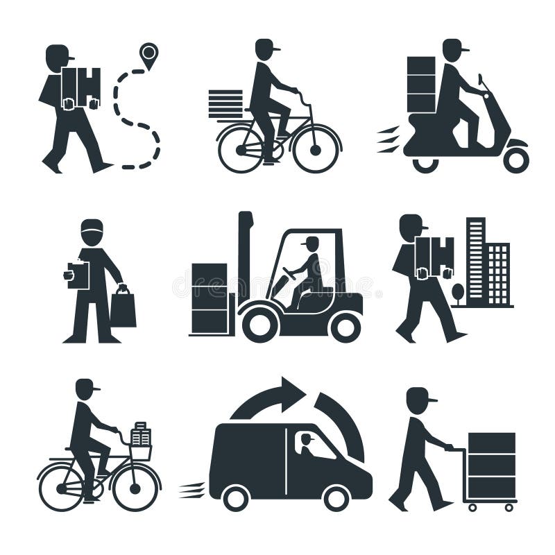 Bransch för affär för leveranspersonfrakter logistisk stock illustrationer