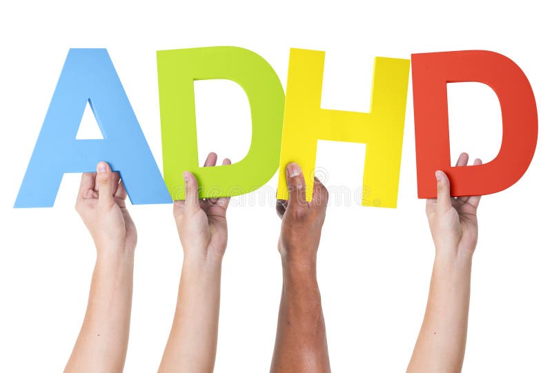 Bras multi-ethniques augmentés tenant ADHD photos libres de droits