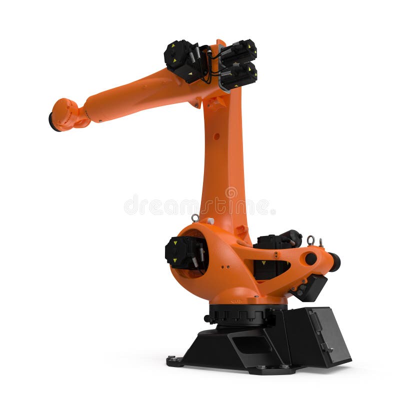 Bras Robotique Industriel D'isolement Sur Le Blanc Illustration 3D