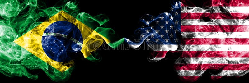 Brasil Contra O Estados Unidos Da América, Bandeiras Americanas Do Fumo  Colocadas De Lado a Lado Bandeiras De Seda Coloridas Gro Ilustração Stock -  Ilustração de liberdade, bandeira: 144649109