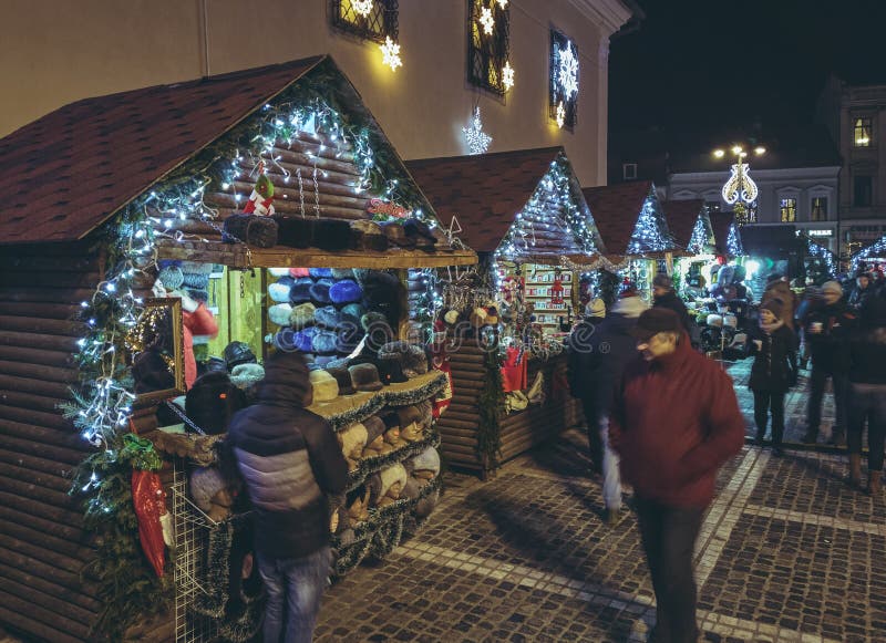 Christmas fair at night, Brasov, Romania