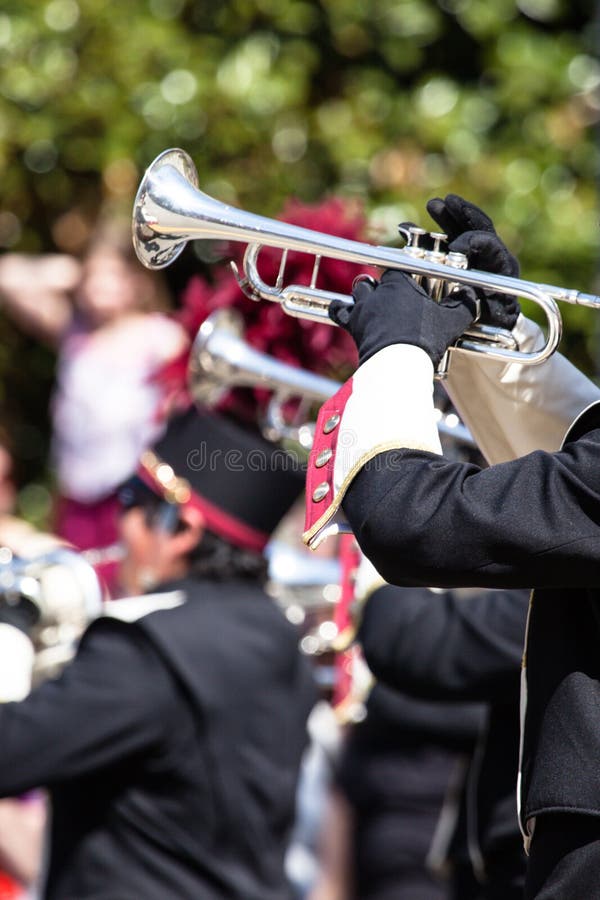 Brass Band in Uniform Performing Stock Image Image of band, america