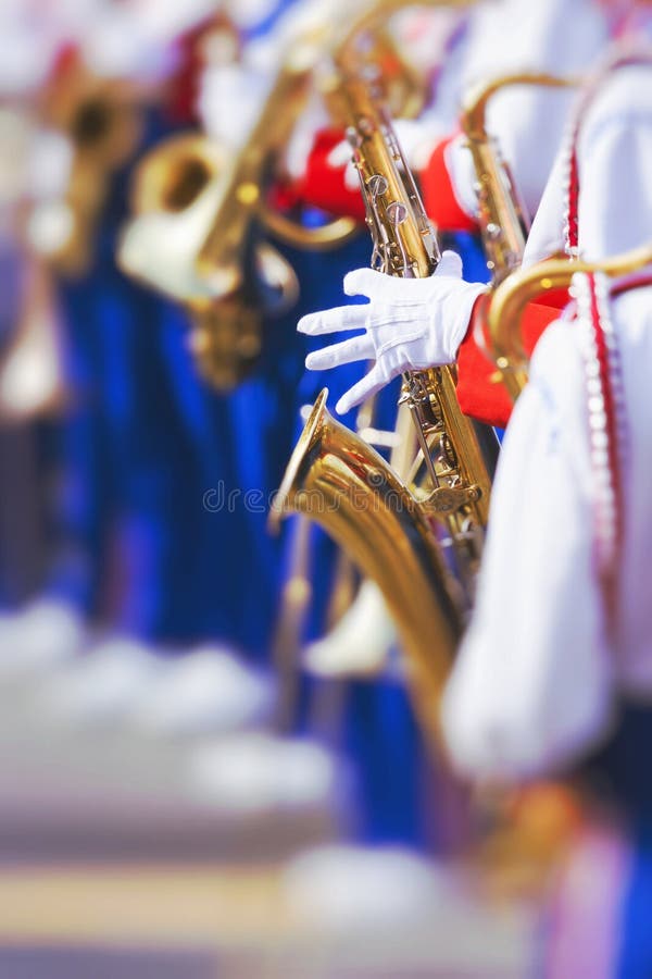 Brass Band in Uniform Performing Stock Photo Image of note, concert