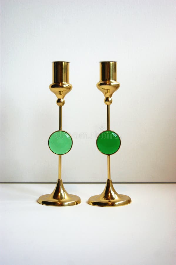 Brass Candle Holder in Midcentury Modern Design Stock Photo Image of