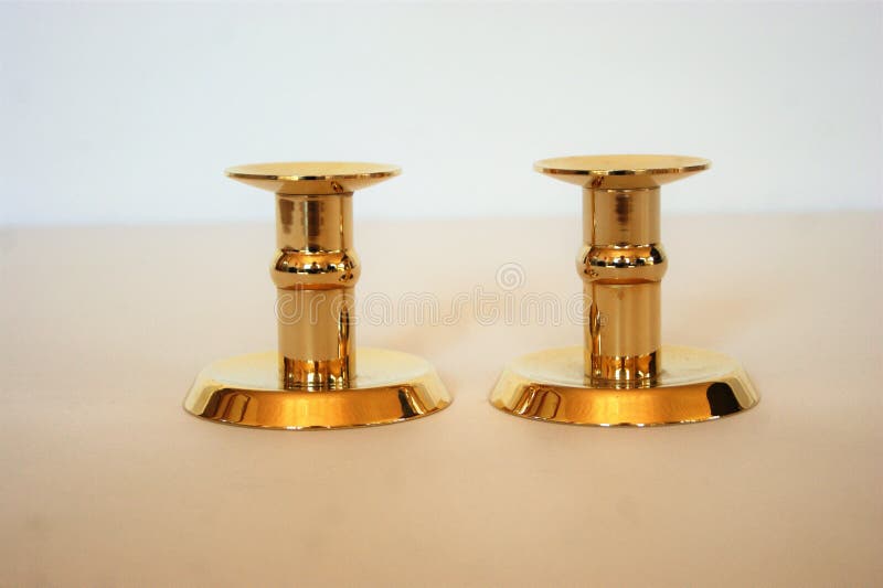 Brass Candle Holder in Midcentury Modern Design Stock Photo Image of