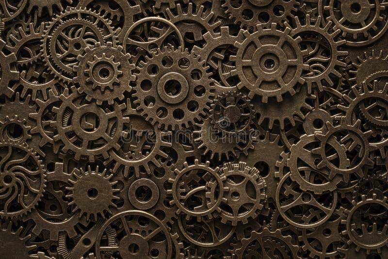 Brass cog wheels, steampunk background