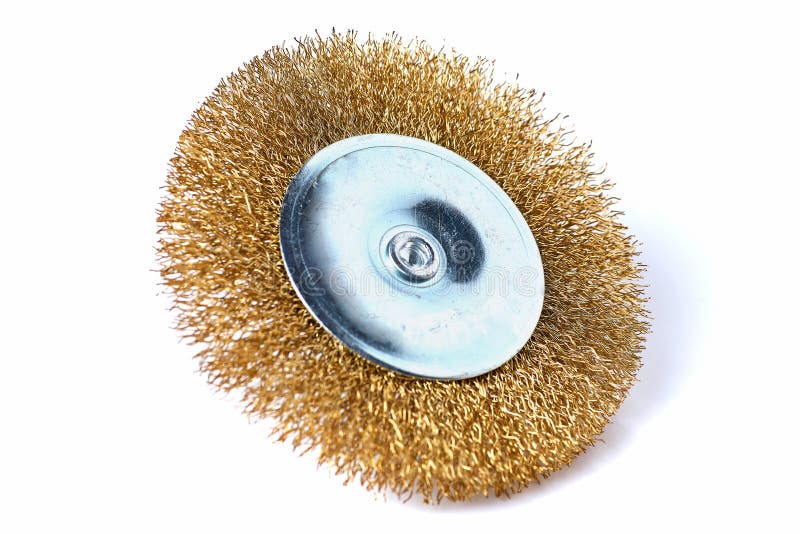 Brass Brush for Drill Machine on White Background Stock Photo Image