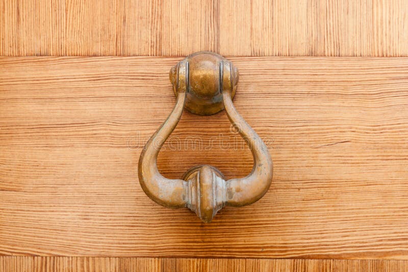 Brass door knocker stock photo. Image of entrance, wooden 34706604