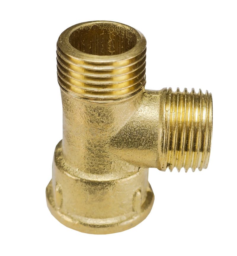 Brass fitting for plumbing stock image. Image of gold 121068497