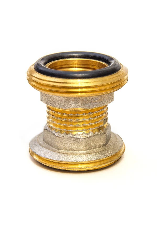 Brass Fitting on White Background is Often Used for Water and Gas