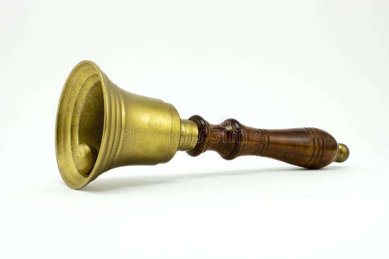 Brass handbell with wooden handle