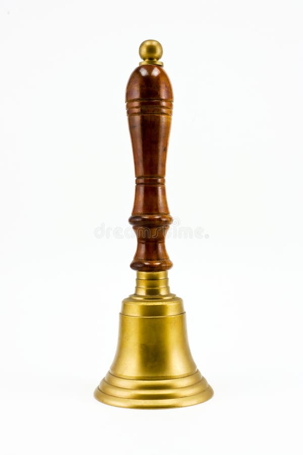 Brass handbell with wooden handle