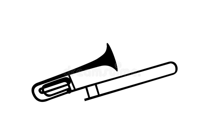 Brass Instrument Trombone, Which Plays Jazz Music Direction. Vector