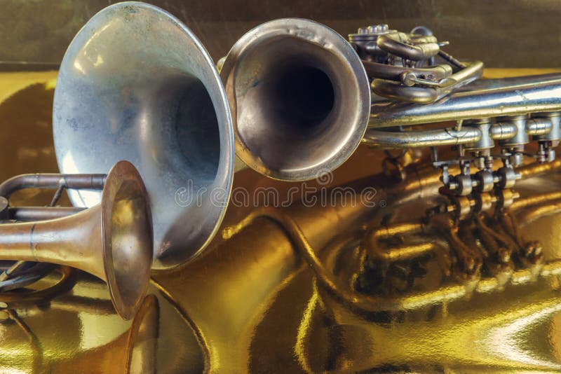 Brass instruments stock image. Image of retro, play 140011049