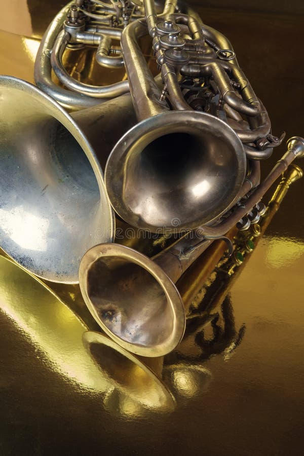Brass instruments stock photo. Image of instrument, horn 160099682