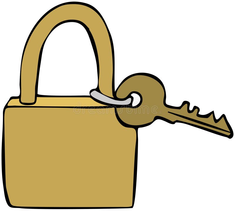 Brass Lock & Key stock illustration