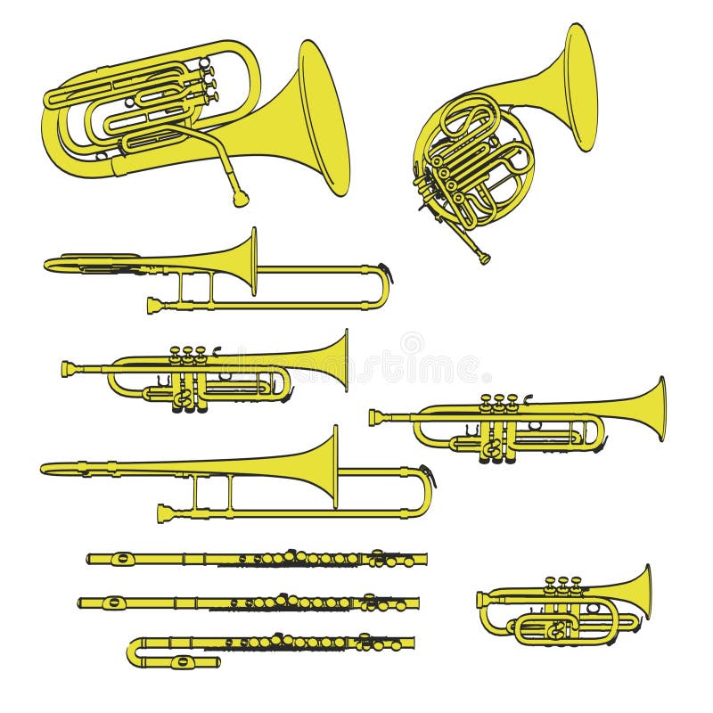 Brass musical instruments stock illustration. Illustration of trombone - 70236230 Brass musical instruments stock illustration. Illustration of trombone - 70236230