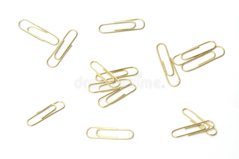 Brass Paper Clips stock image. Image of white, metal 28850275