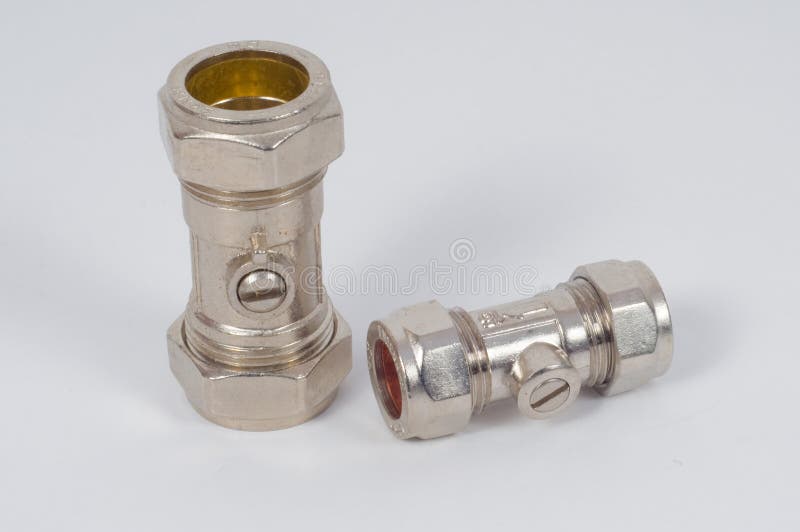 Brass plumbing fittings. stock photo. Image of industry 23327114