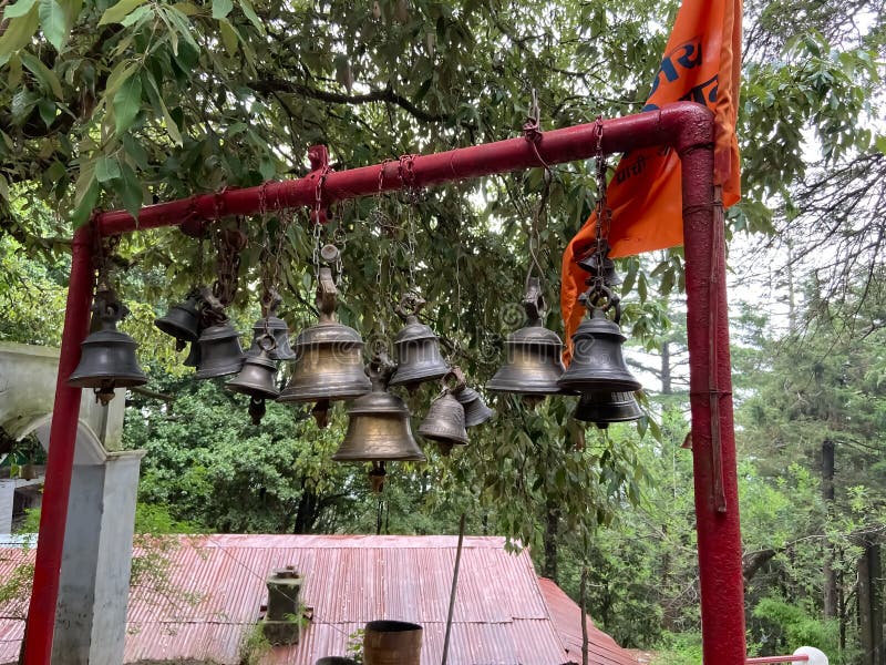 Brass Praying Bells Hanging on Old Temple Stock Photo Image of