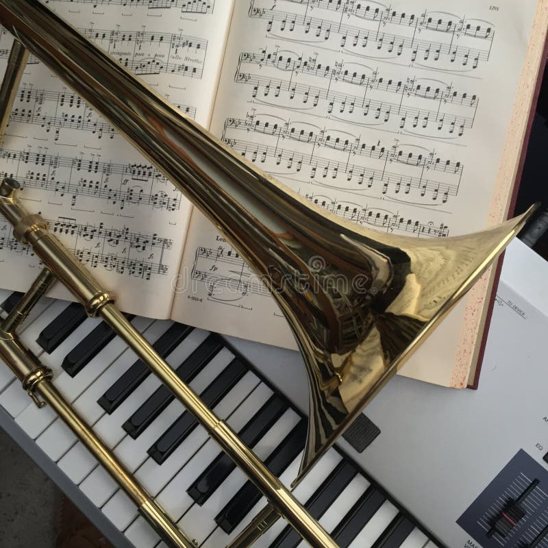 Brass Trombone and synthesizer keyboard and classical music