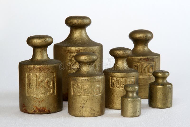 Brass Weights (2kg, 1kg, 500g, 200g, 100g) Stock Photos Image 22918883