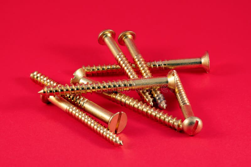Brass wood screws stock photo. Image of wood, hardware 73061596