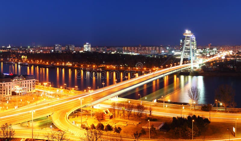 Bratislava bridge at night