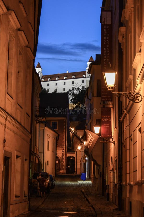 A View to the Castle from the Alleys of Bratislava, Slovakia