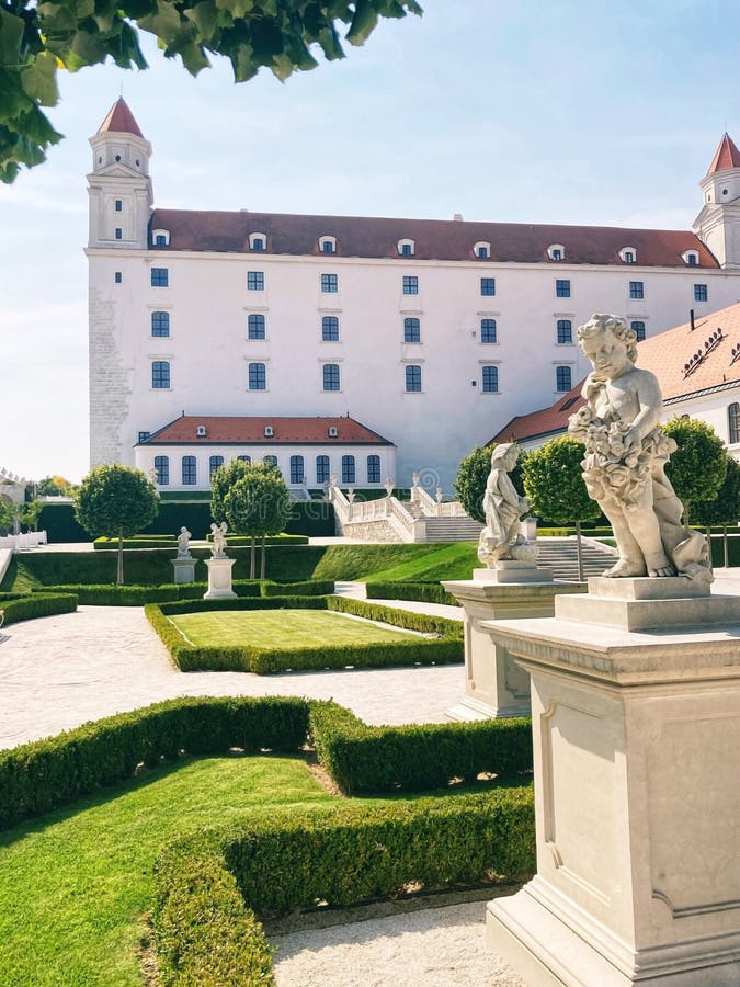 Bratislava Castle courtyard and garden in Slovakia