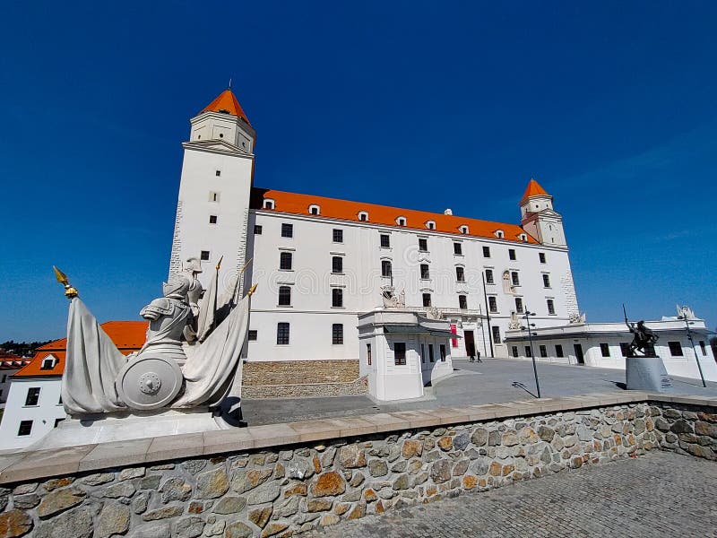 Bratislava castle main entrance with sculpture of a knight