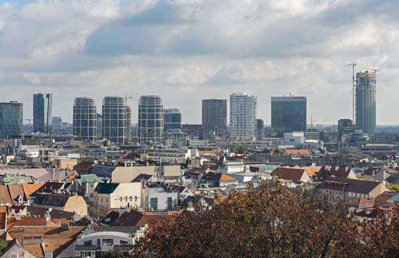 Bratislava, panorama of the new town from the castle hill