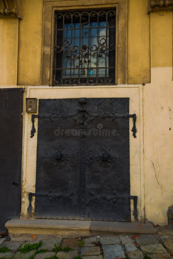 Bratislava,Slovakia: Entrance gate. Beautiful street with houses in the old district of Bratislava