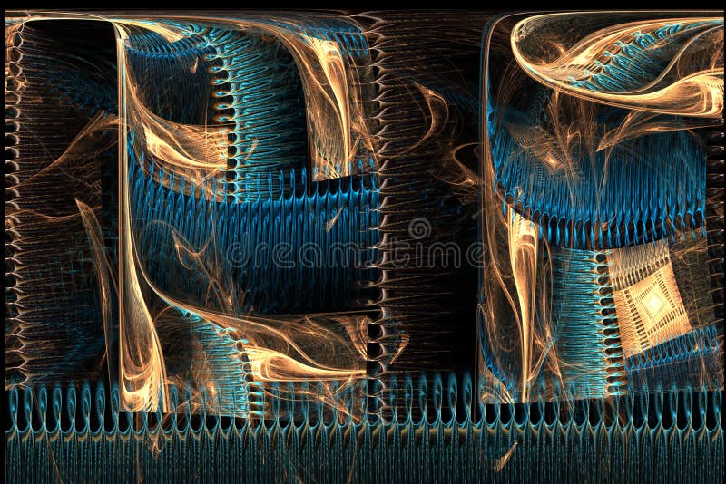 Braunes des abstrakten Fractal magisches und blaues unsymmetrisches Bild stockbild Braunes des abstrakten Fractal magisches und blaues unsymmetrisches Bild stockbild