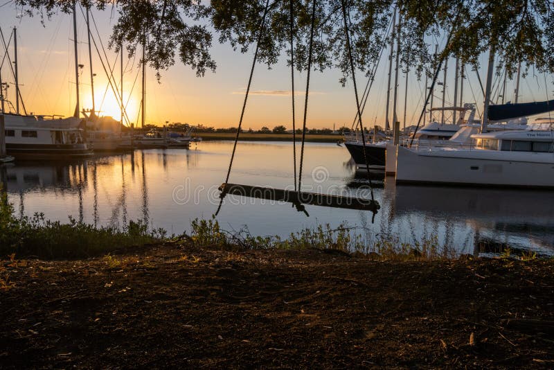 Sonnenuntergang in Brunswick, Georgia stockfotografie