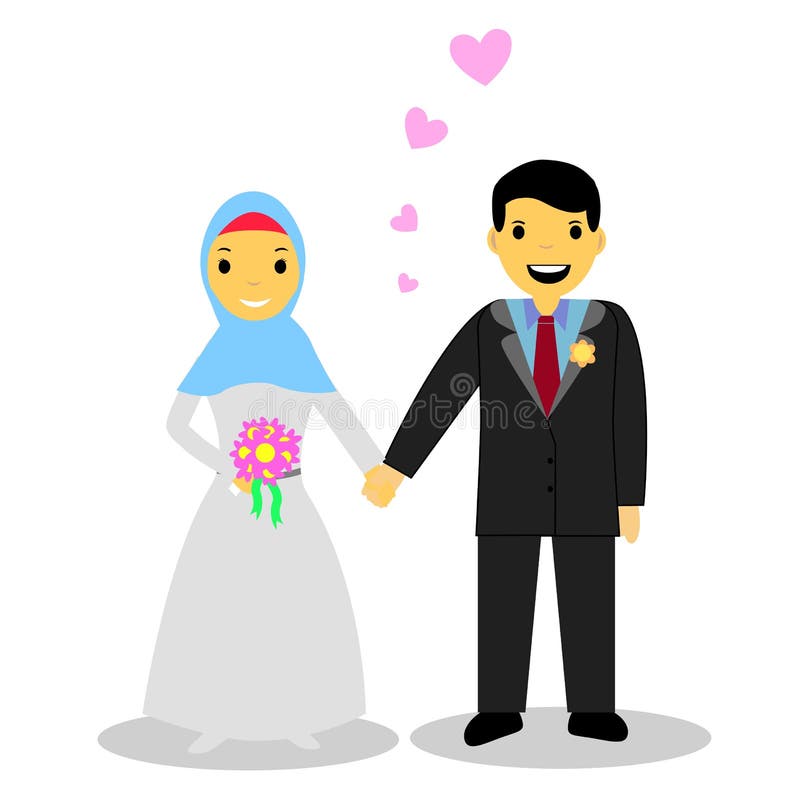 Braut muslimcouple, auf Weiß lizenzfreie abbildung Braut muslimcouple, auf Weiß lizenzfreie abbildung