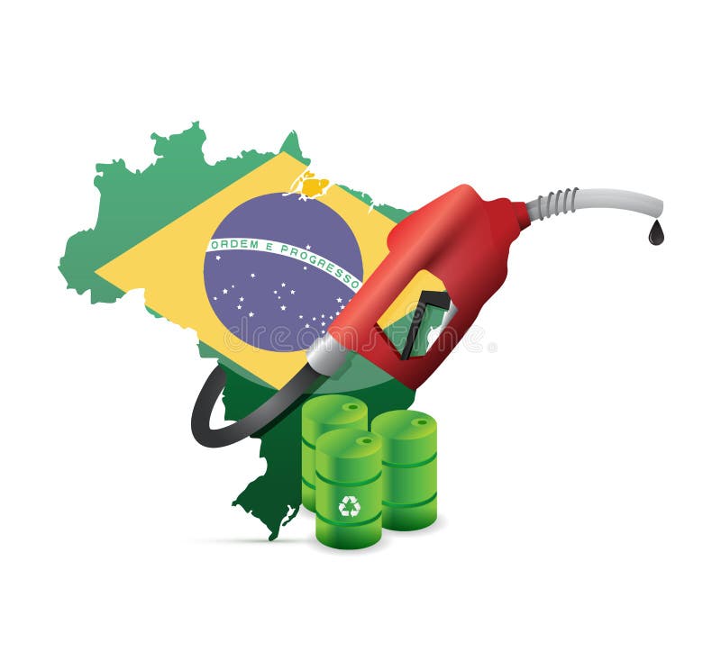 Brazil alternative fuel with a gas pump nozzle royalty free illustration